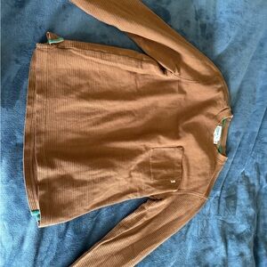 Wellen Corded Long Sleeve Pullover - Brown